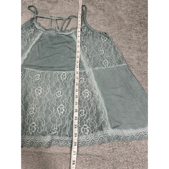 Pol Tank Top Womens Large Oversized Blue Green Lace Boho Festival Read - Picture 8 of 11